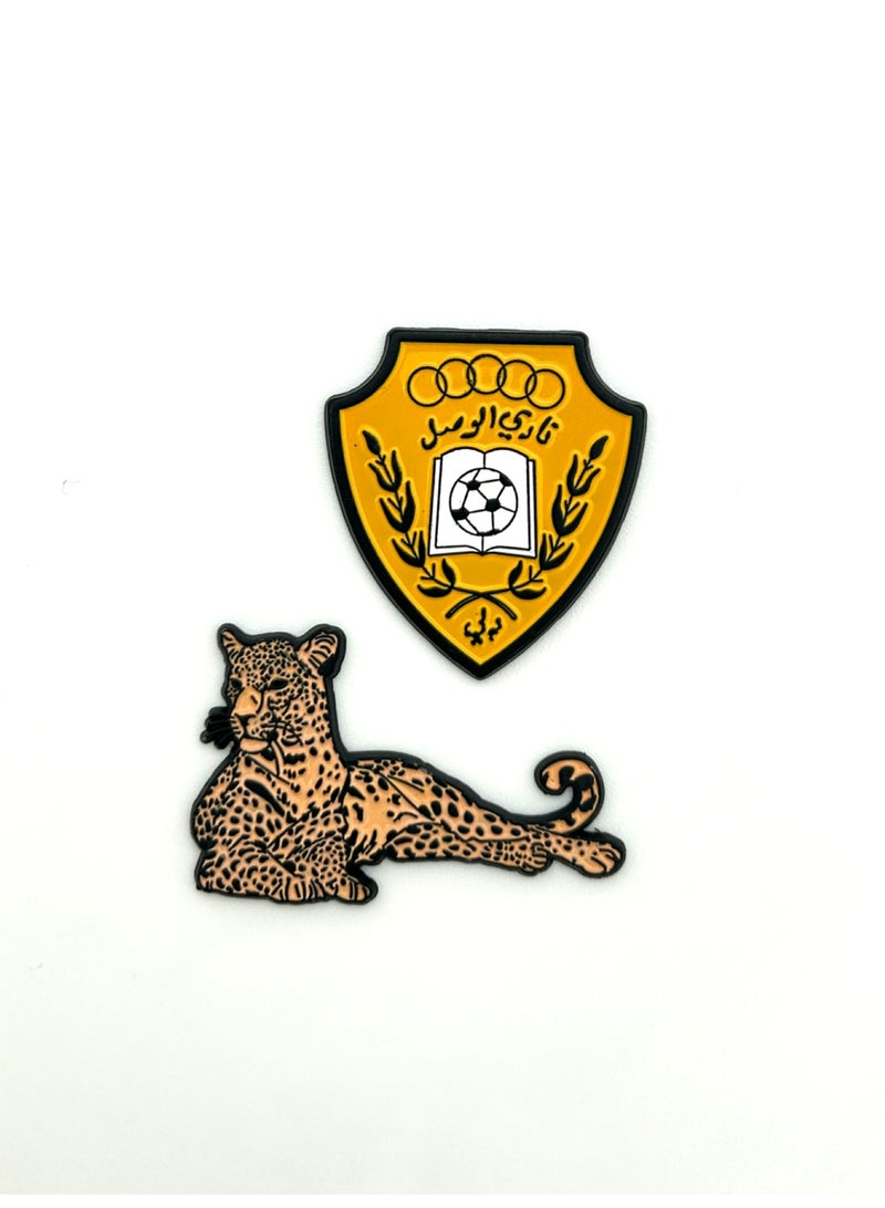 2 قطع من ملصقات معدنية - ملصق نادي الوصل وملصق الفهد - معدن عالي الجودة للهواتف المحمولة وأجهزة الكمبيوتر المحمولة وحقائب الظهر والمزيد - Image 1